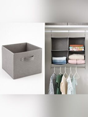 The Container Store Foldable Fabric Storage Cubes Set of 4 Gray